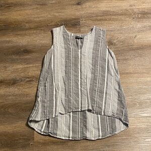 Gabby Isabella Gray & White Vertical Stripe Tank